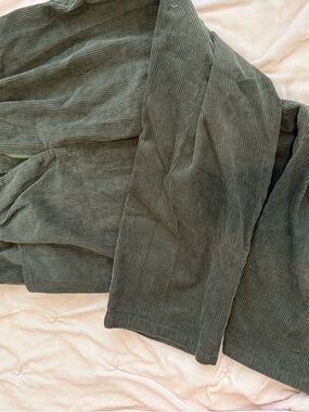Wide Leg Corduroy Pants in Olive Green